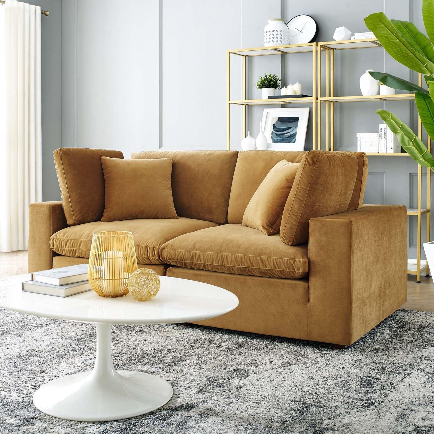 Modway Commix Down Filled Overstuffed Performance Velvet Loveseat FredCo