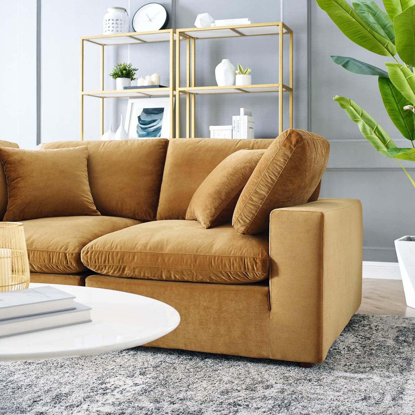 Modway Commix Down Filled Overstuffed Performance Velvet Loveseat FredCo