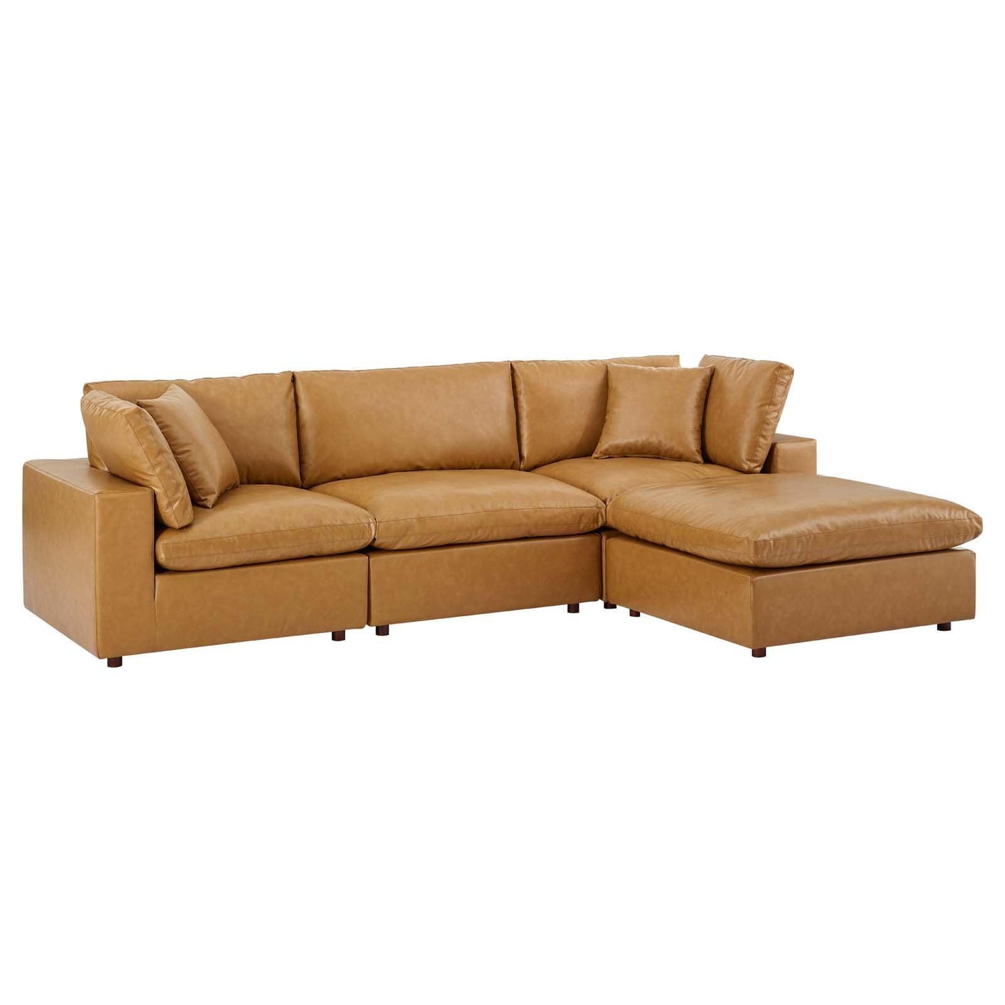 Modway Commix Down Filled Overstuffed Vegan Leather 4-Piece Sectional Sofa FredCo