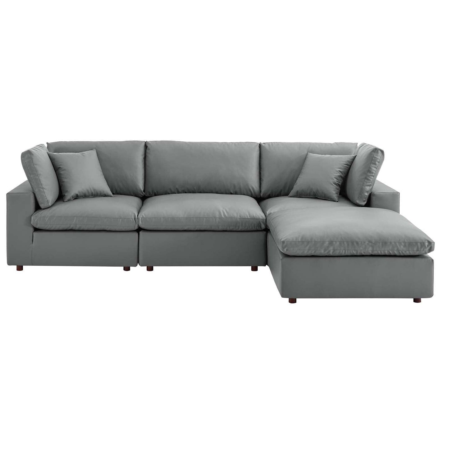 Modway Commix Down Filled Overstuffed Vegan Leather 4-Piece Sectional Sofa FredCo