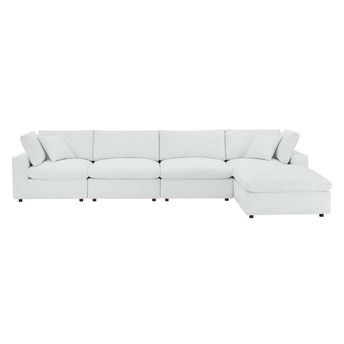 Modway Commix Down Filled Overstuffed Vegan Leather 5-Piece Sectional Sofa FredCo