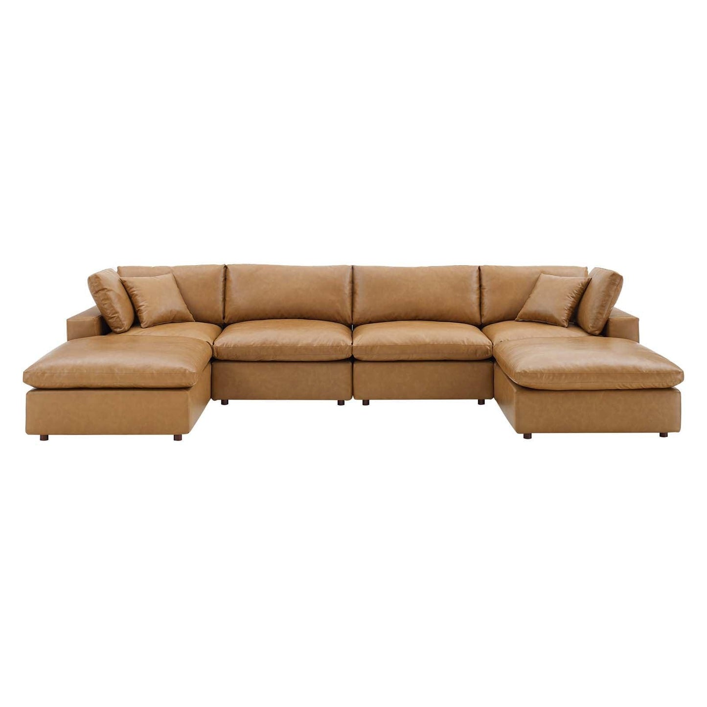 Modway Commix Down Filled Overstuffed Vegan Leather 6-Piece Sectional Sofa FredCo