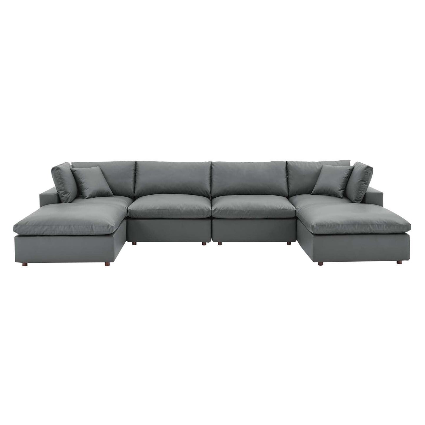 Modway Commix Down Filled Overstuffed Vegan Leather 6-Piece Sectional Sofa FredCo