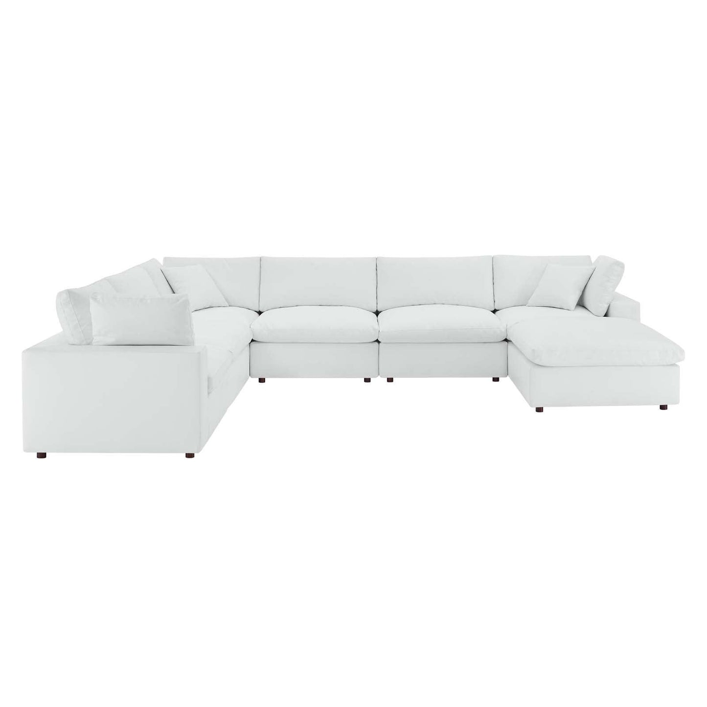 Modway Commix Down Filled Overstuffed Vegan Leather 7-Piece Sectional Sofa FredCo