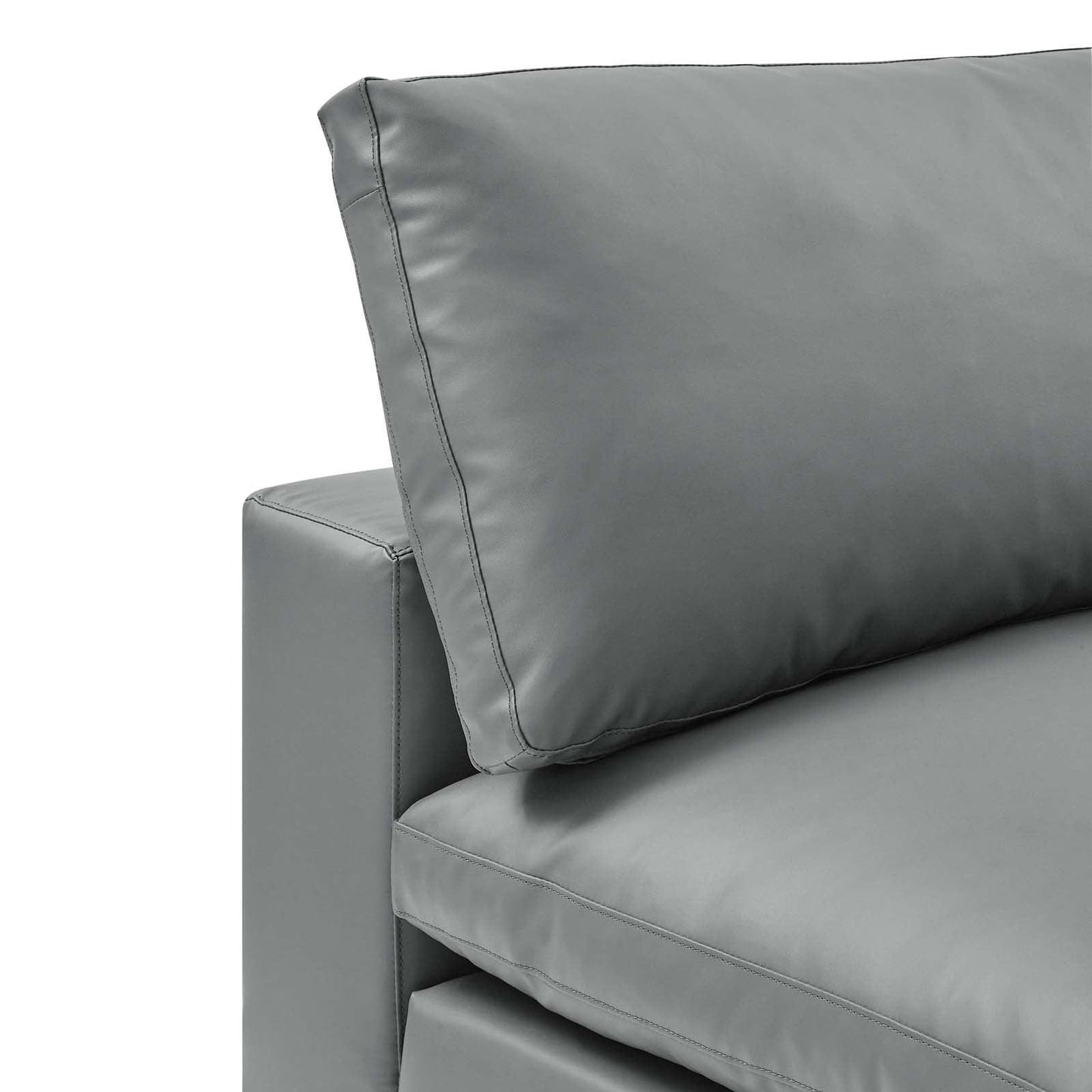 Modway Commix Down Filled Overstuffed Vegan Leather Armless Chair FredCo