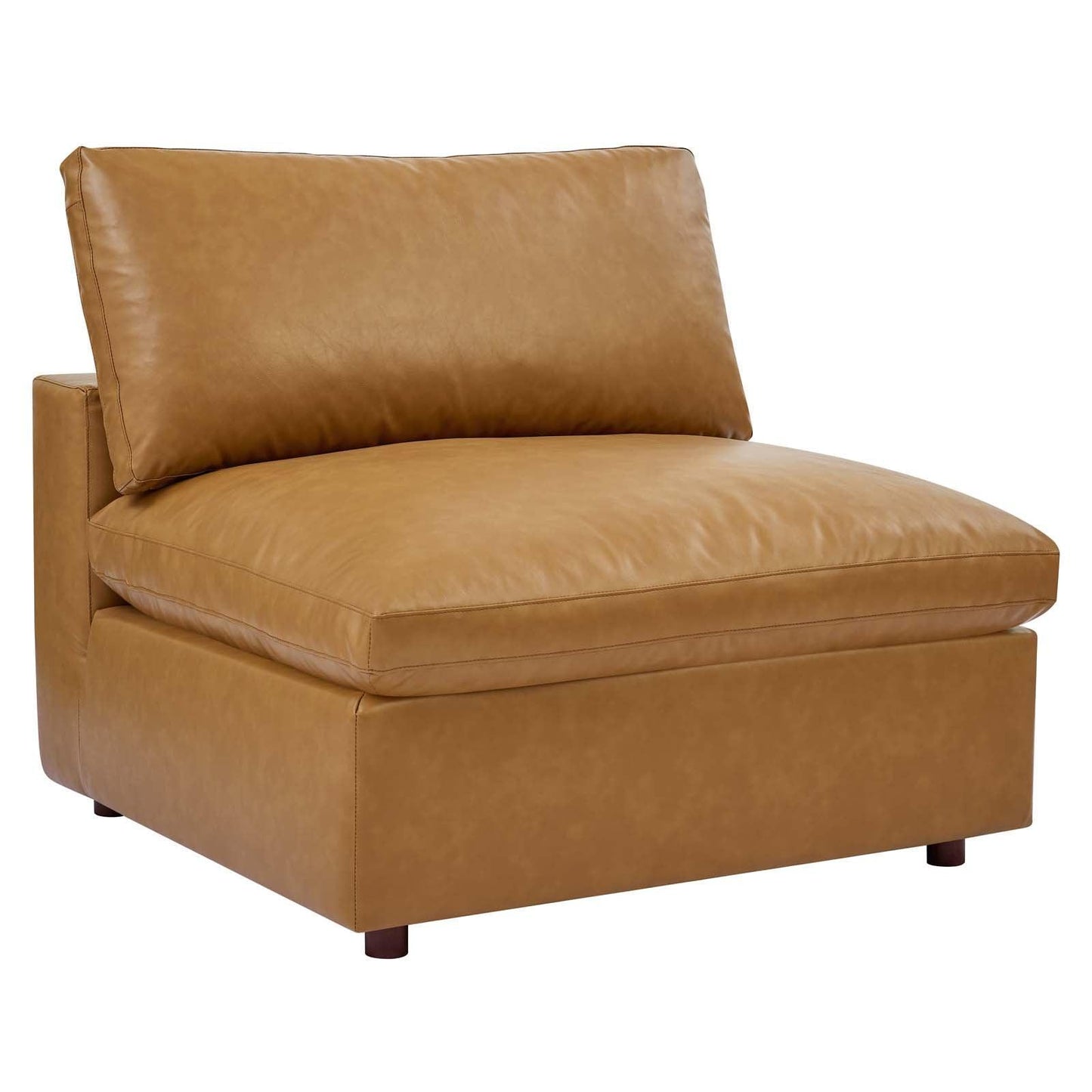 Modway Commix Down Filled Overstuffed Vegan Leather Armless Chair FredCo