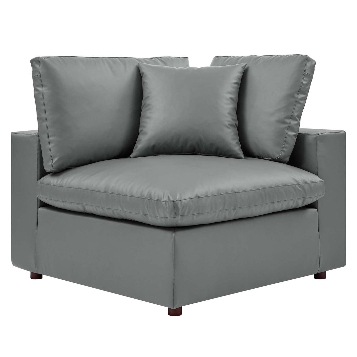 Modway Commix Down Filled Overstuffed Vegan Leather Corner Chair FredCo