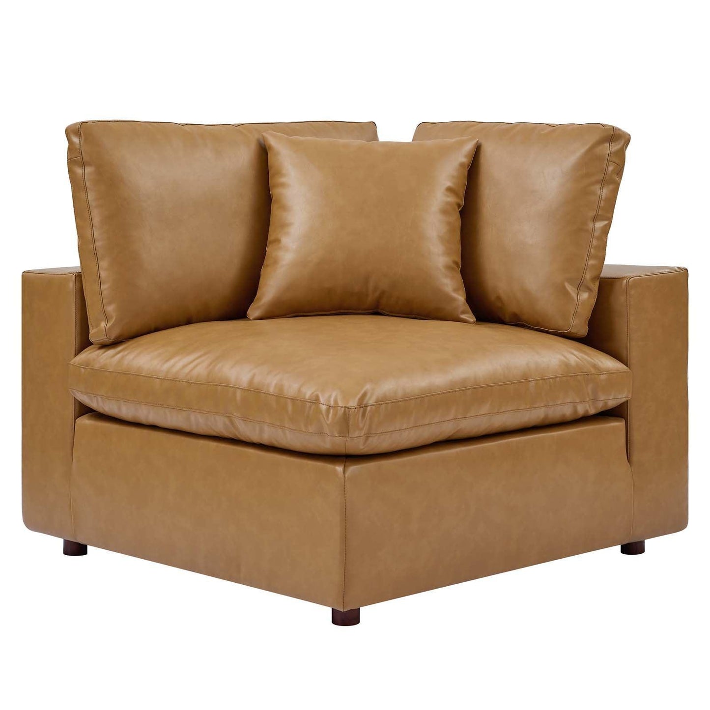 Modway Commix Down Filled Overstuffed Vegan Leather Corner Chair FredCo