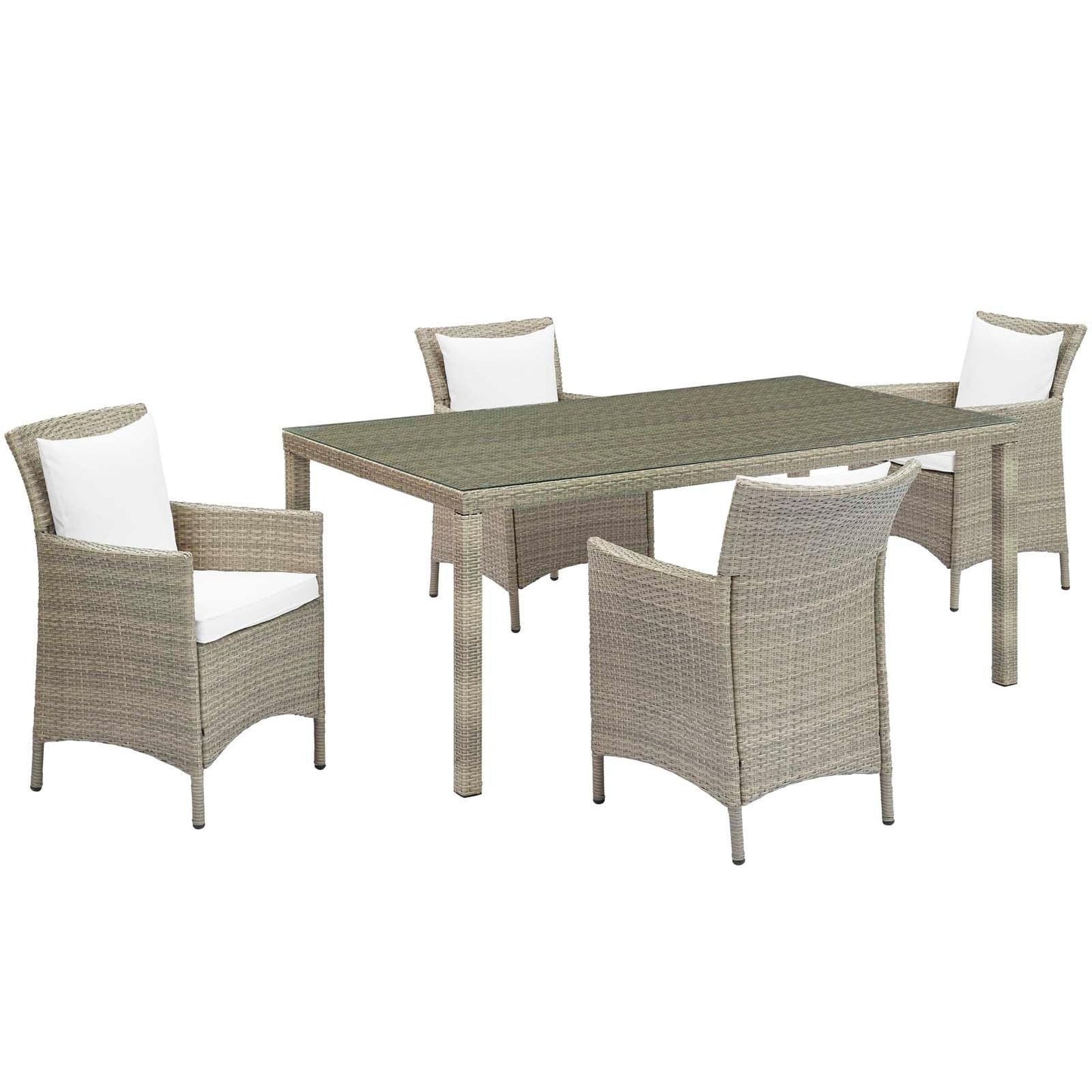Modway Conduit 5 Piece Outdoor Patio Wicker Rattan Dining Set FredCo