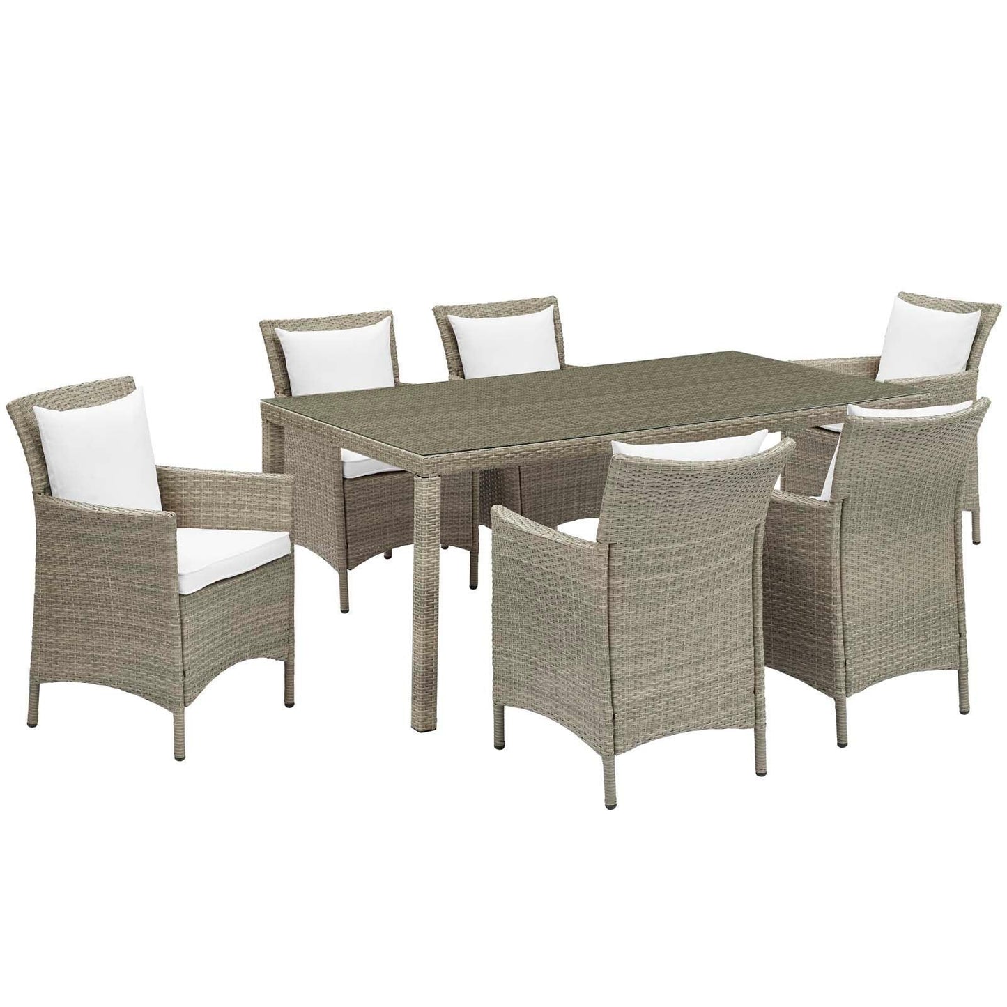 Modway Conduit 7 Piece Outdoor Patio Wicker Rattan Dining Set FredCo