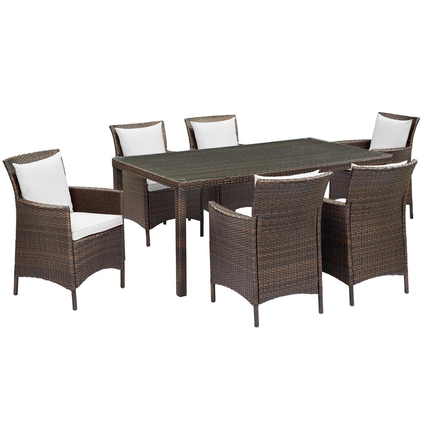 Modway Conduit 7 Piece Outdoor Patio Wicker Rattan Dining Set, EEI-4032 FredCo