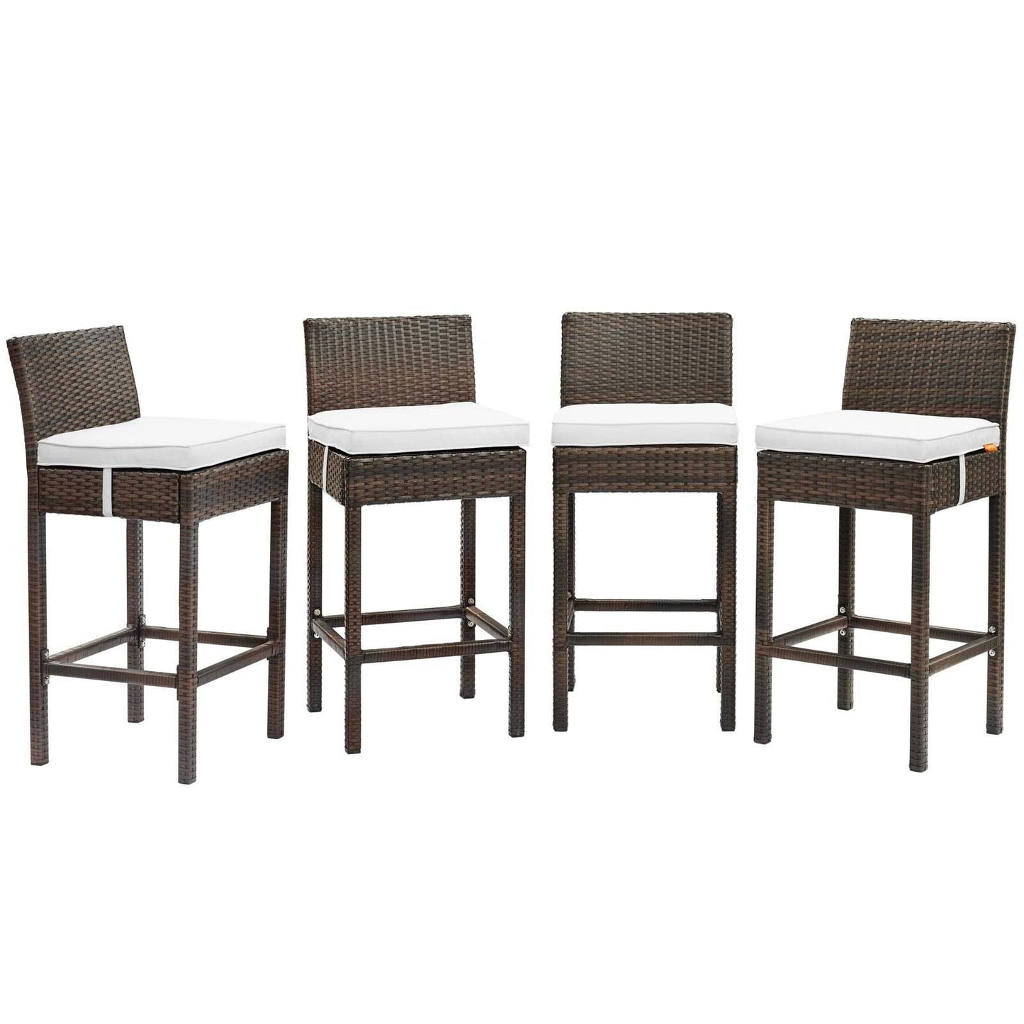 Modway Conduit Bar Stool Outdoor Patio Wicker Rattan Set of 4 FredCo