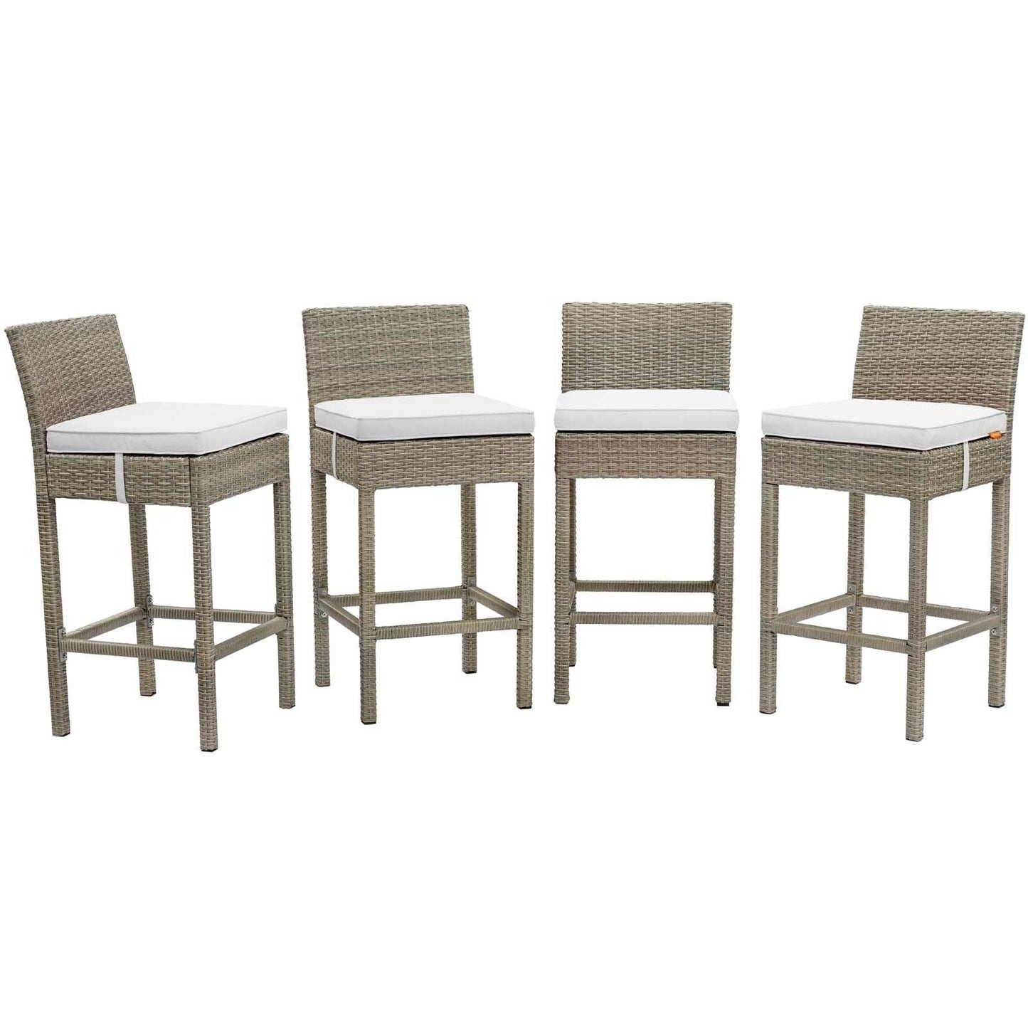 Modway Conduit Bar Stool Outdoor Patio Wicker Rattan Set of 4, EEI-3602 FredCo