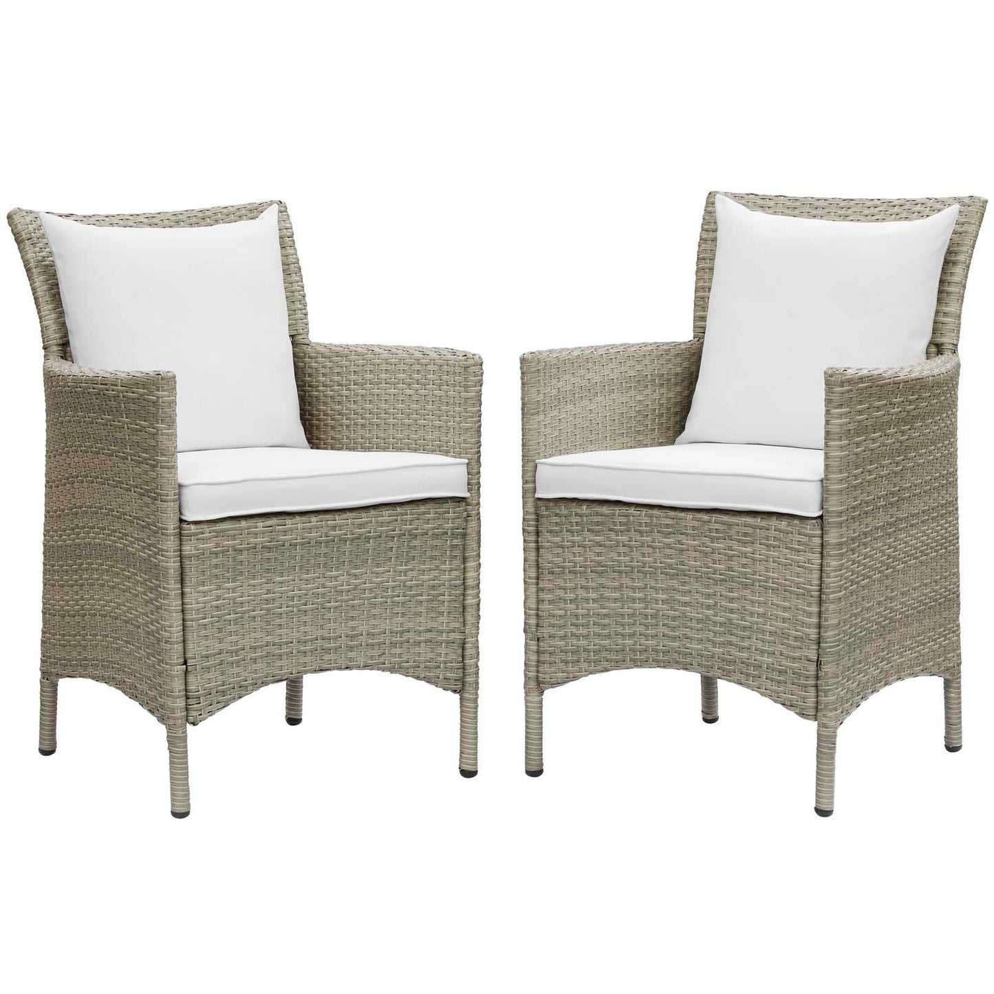 Modway Conduit Outdoor Patio Wicker Rattan Dining Armchair Set of 2 FredCo