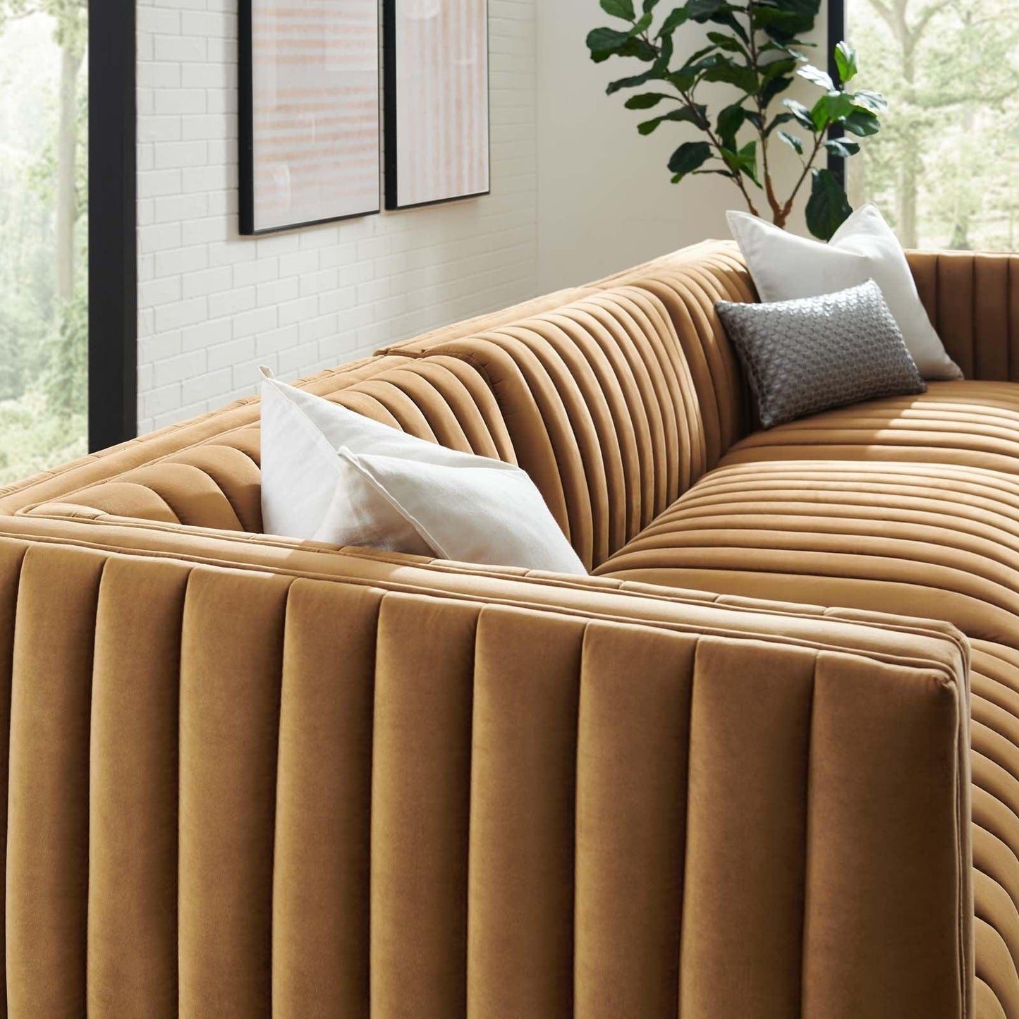 Modway Conjure Channel Tufted Performance Velvet 4-Piece Sectional FredCo