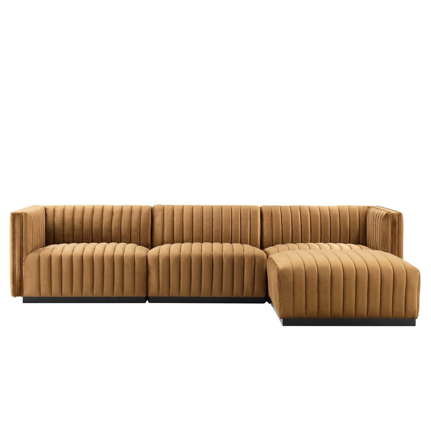 Modway Conjure Channel Tufted Performance Velvet 4-Piece Sectional FredCo
