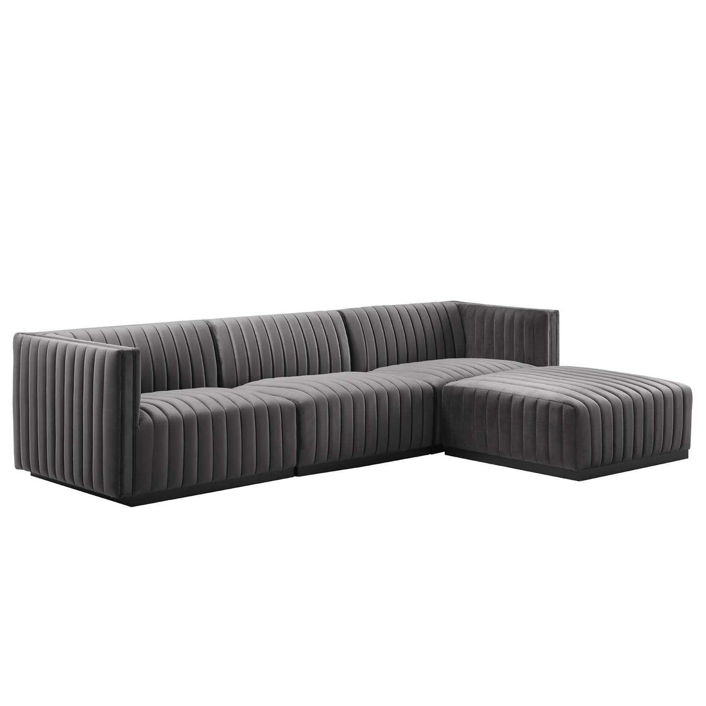 Modway Conjure Channel Tufted Performance Velvet 4-Piece Sectional FredCo
