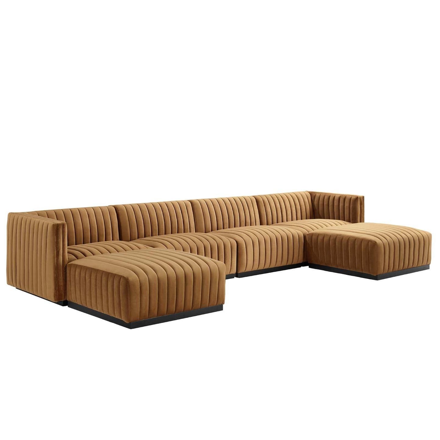 Modway Conjure Channel Tufted Performance Velvet 6-Piece Sectional FredCo