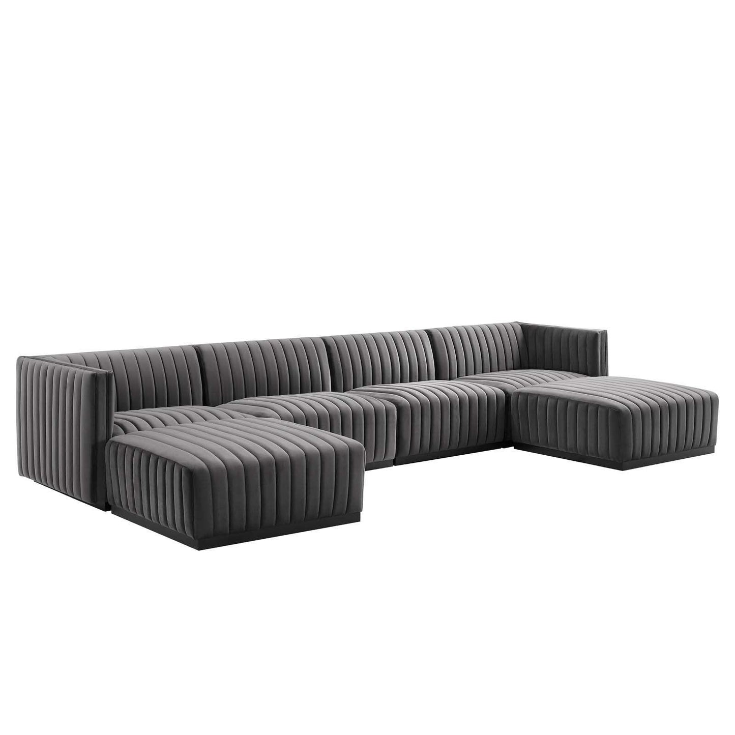 Modway Conjure Channel Tufted Performance Velvet 6-Piece Sectional FredCo