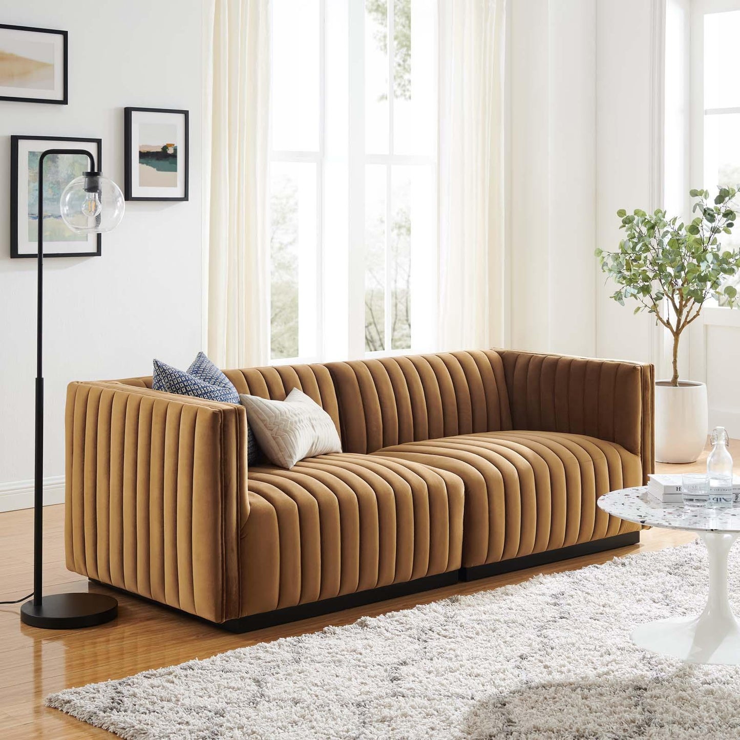 Modway Conjure Channel Tufted Performance Velvet Loveseat FredCo