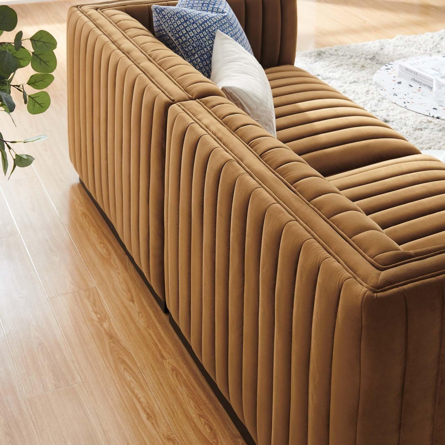 Modway Conjure Channel Tufted Performance Velvet Loveseat FredCo
