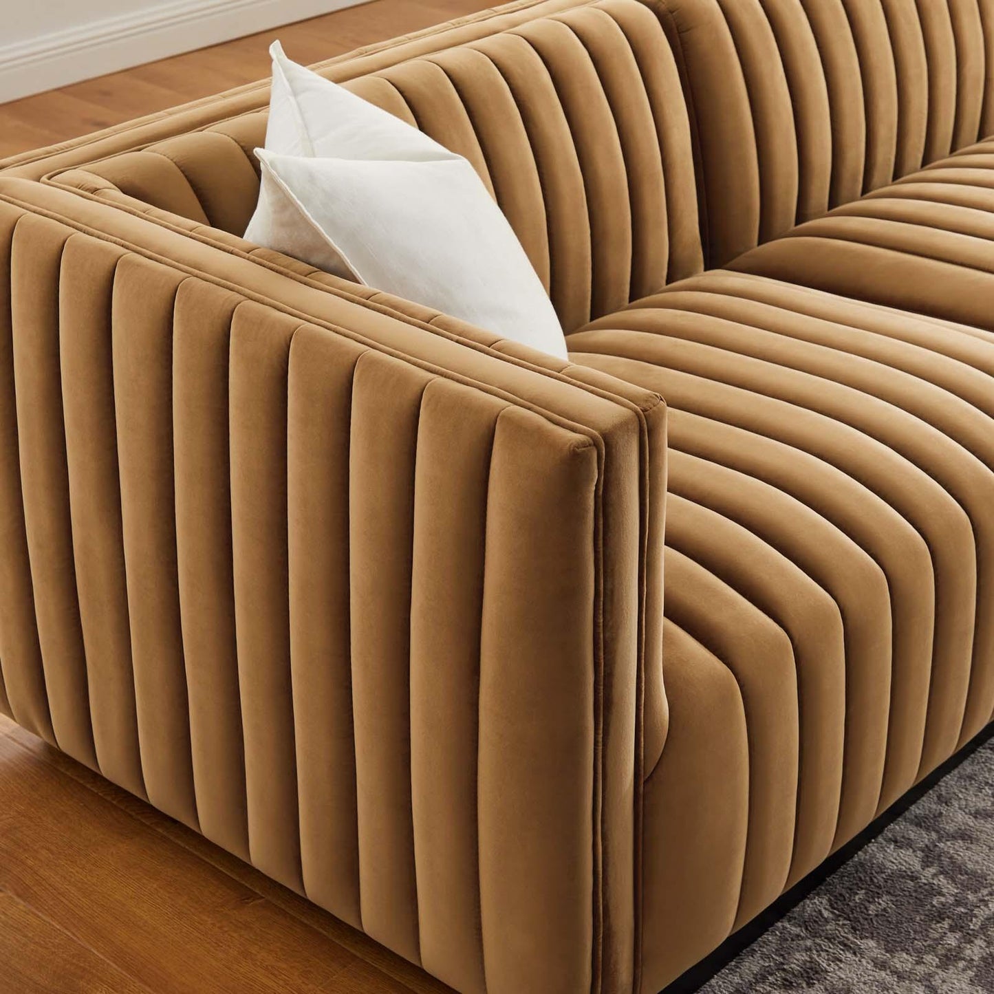 Modway Conjure Channel Tufted Performance Velvet Sofa FredCo