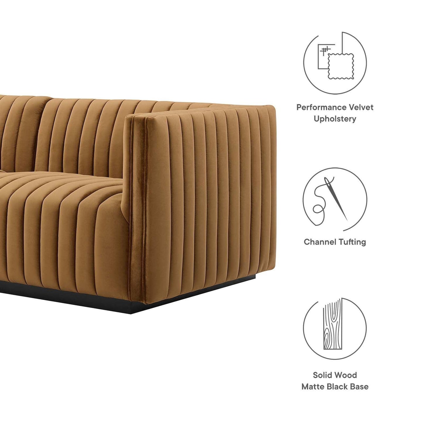 Modway Conjure Channel Tufted Performance Velvet Sofa FredCo