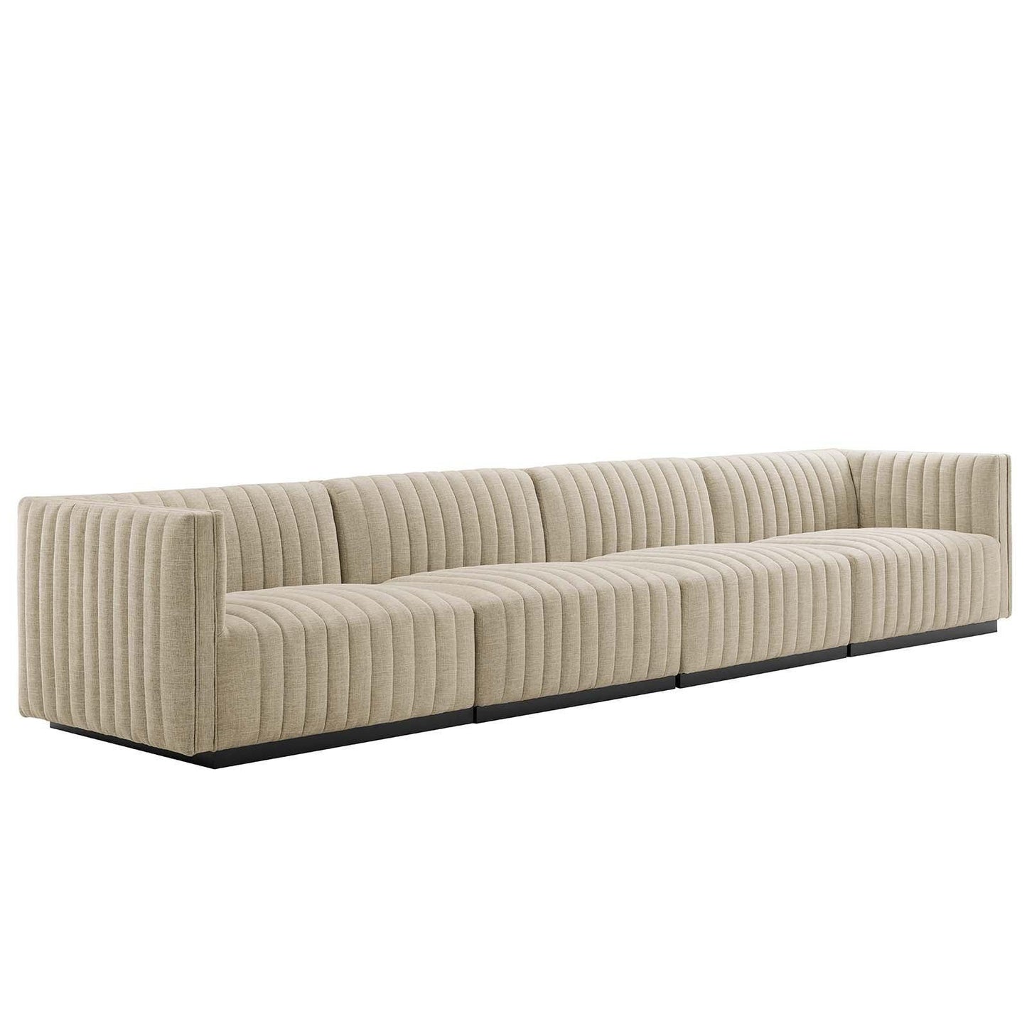 Modway Conjure Channel Tufted Upholstered Fabric 4-Piece Sofa FredCo