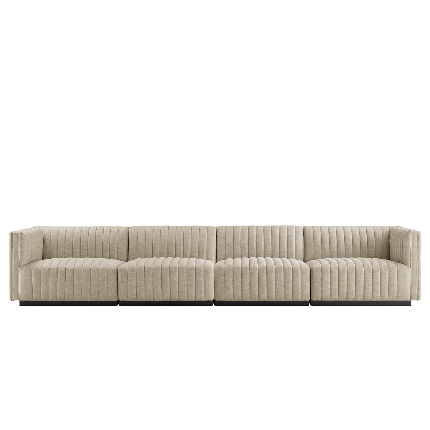 Modway Conjure Channel Tufted Upholstered Fabric 4-Piece Sofa FredCo