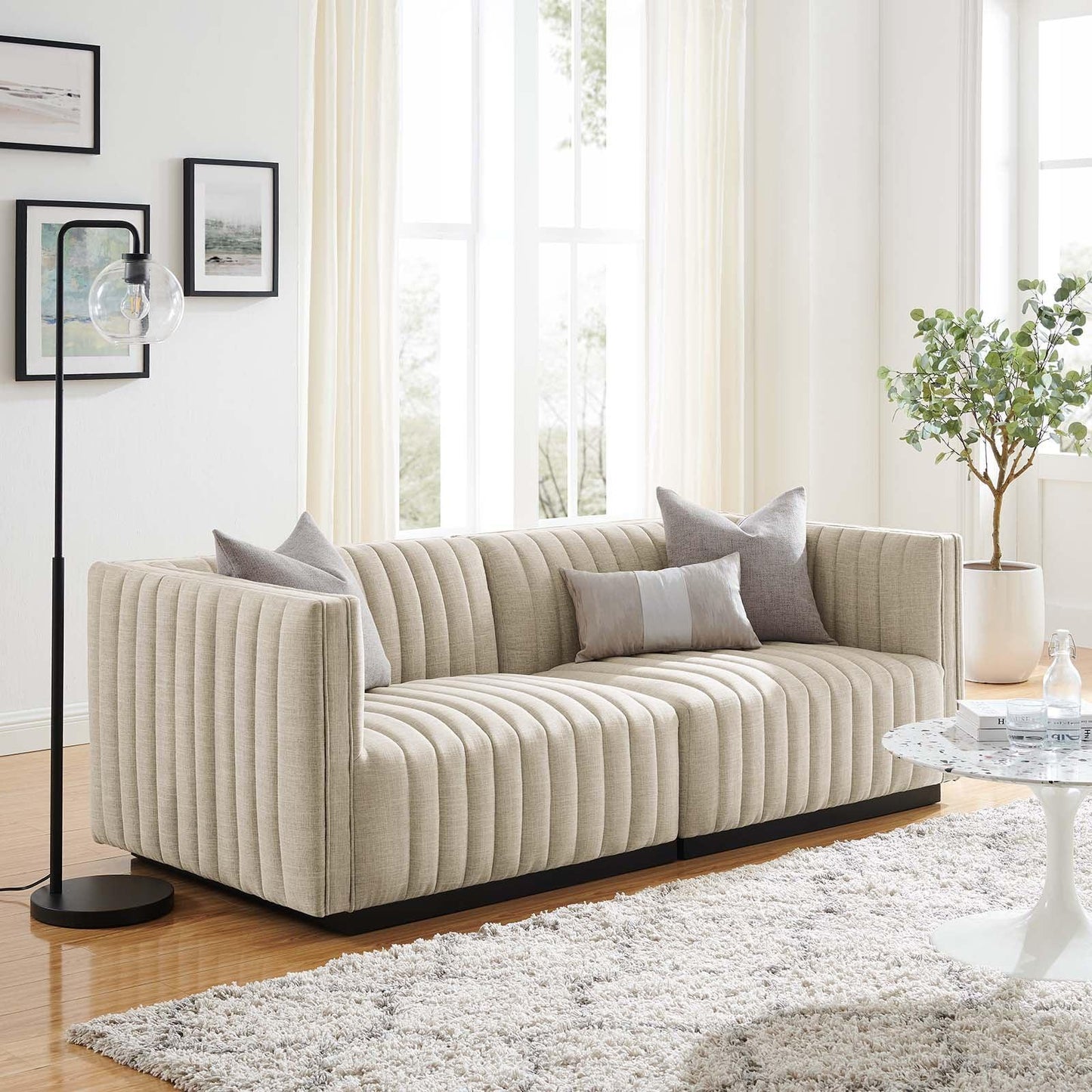 Modway Conjure Channel Tufted Upholstered Fabric Loveseat FredCo