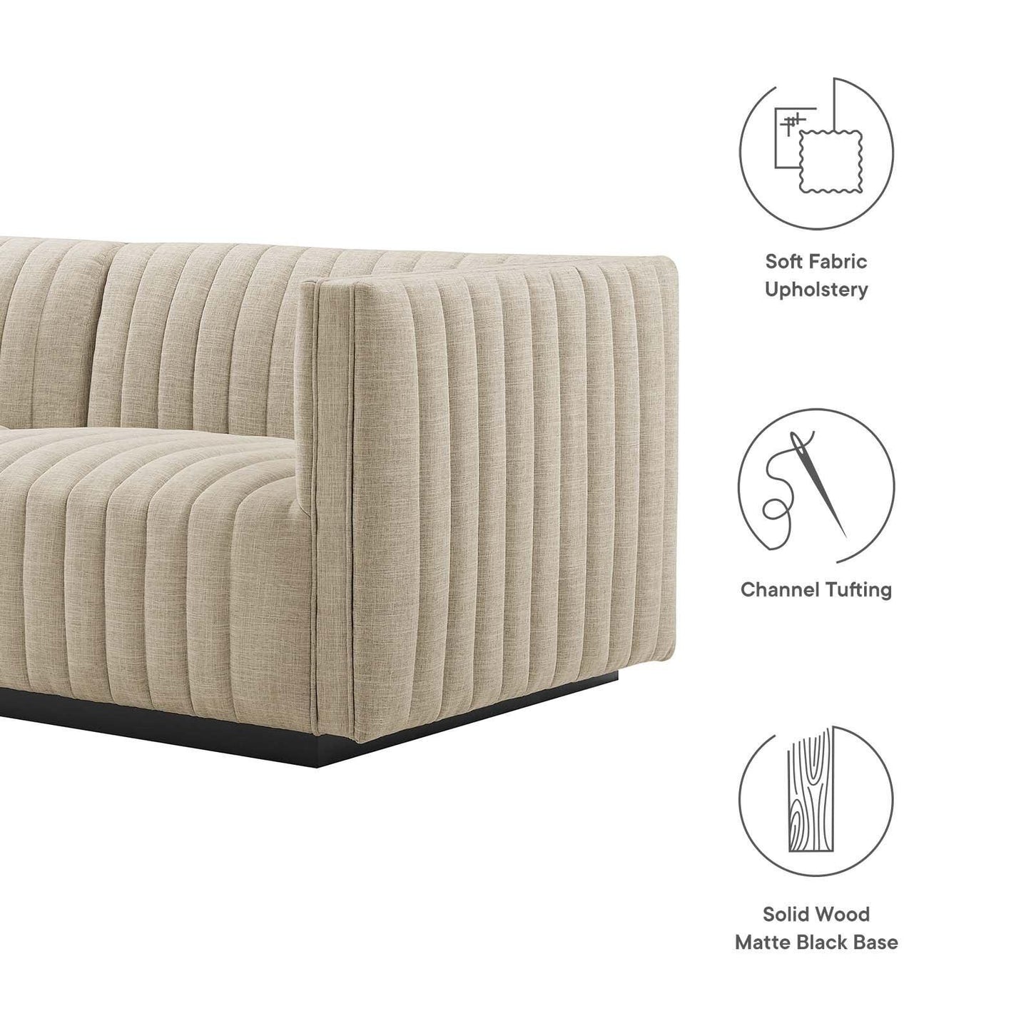 Modway Conjure Channel Tufted Upholstered Fabric Sofa FredCo