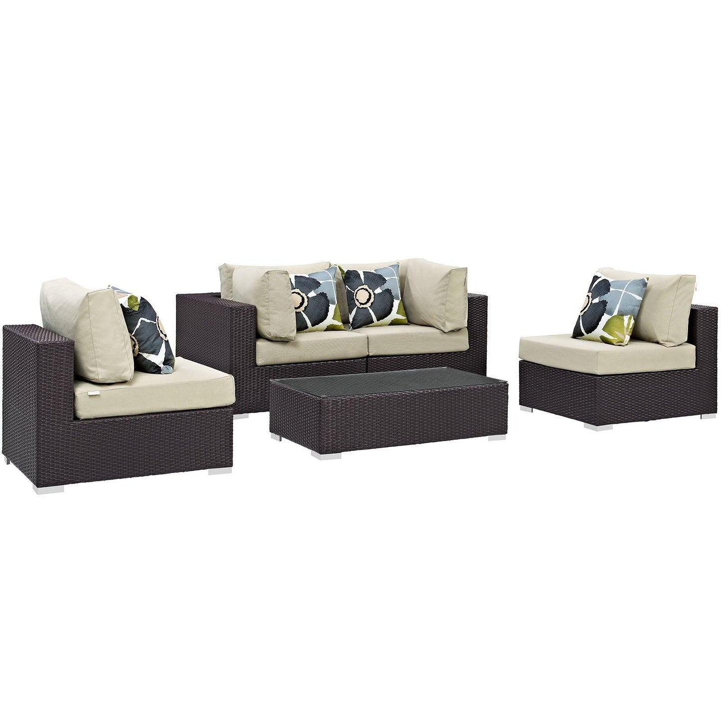 Modway Convene 5 Piece Outdoor Patio Sectional Set, EEI-2356 FredCo