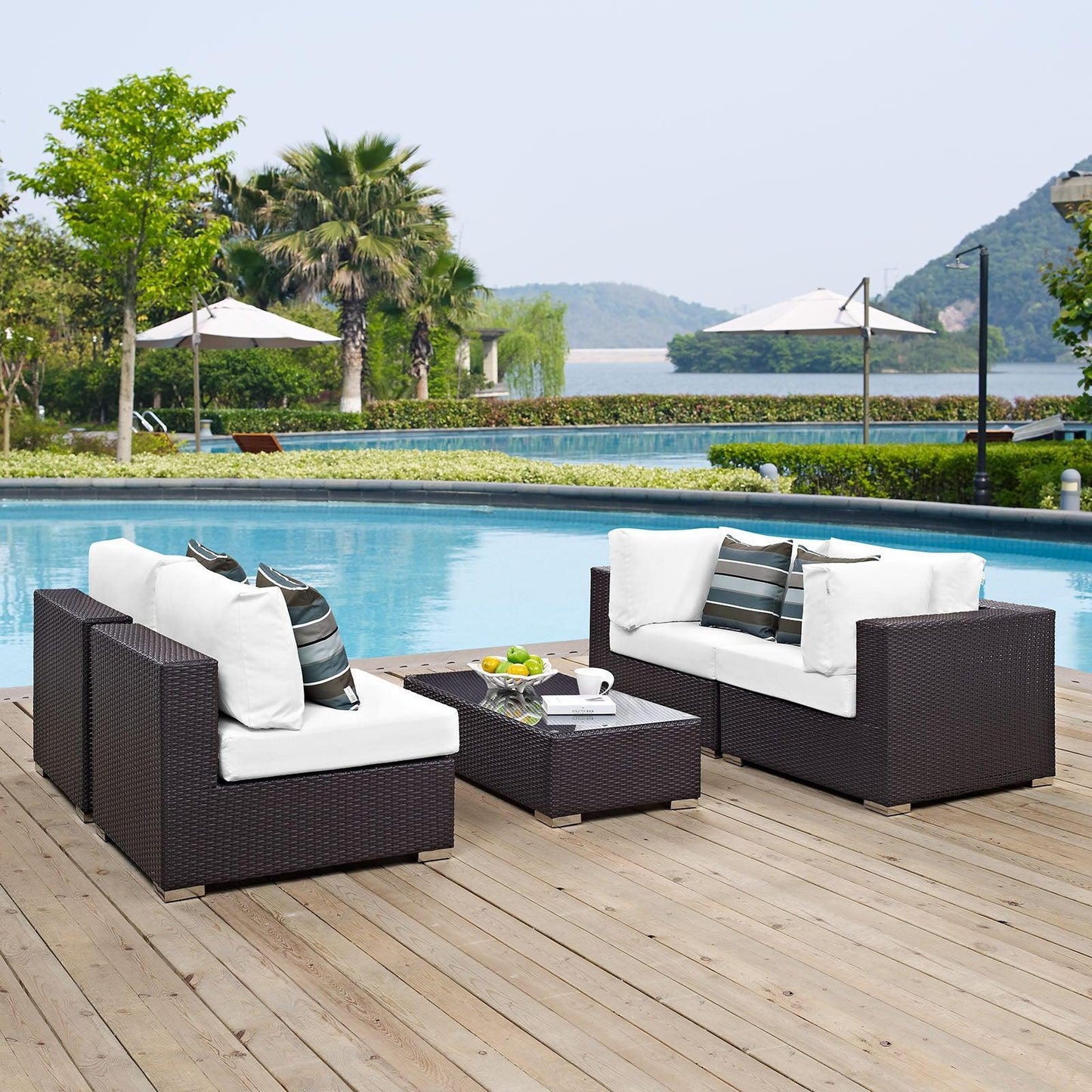 Modway Convene 5 Piece Outdoor Patio Sectional Set, EEI-2356 FredCo