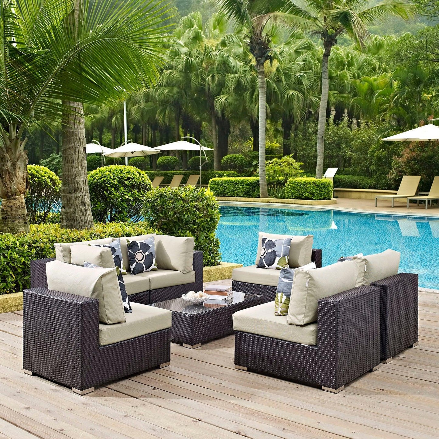 Modway Convene 7 Piece Outdoor Patio Sectional Set, EEI-2357 FredCo