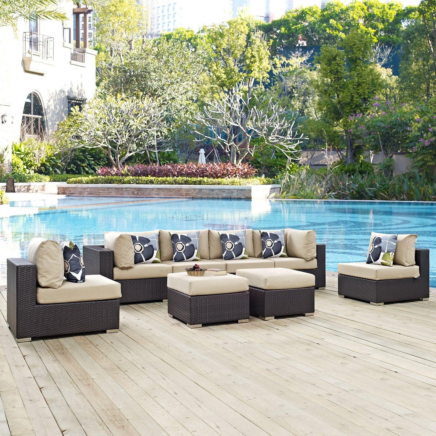 Modway Convene 8 Piece Outdoor Patio Sectional Set, EEI-2369 FredCo