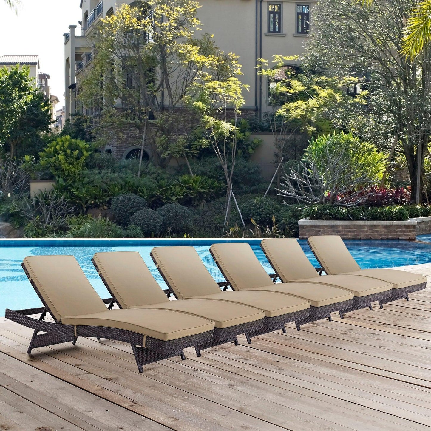 Modway Convene Chaise Outdoor Patio Set of 6 FredCo
