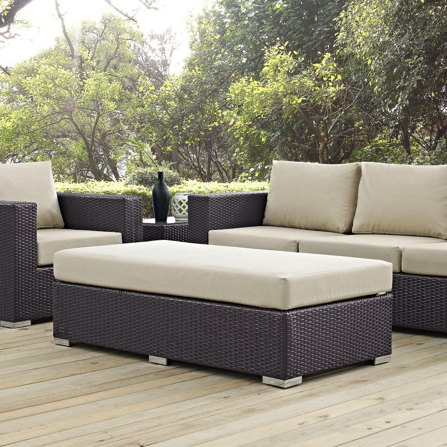 Modway Convene Outdoor Patio Fabric Rectangle Ottoman FredCo