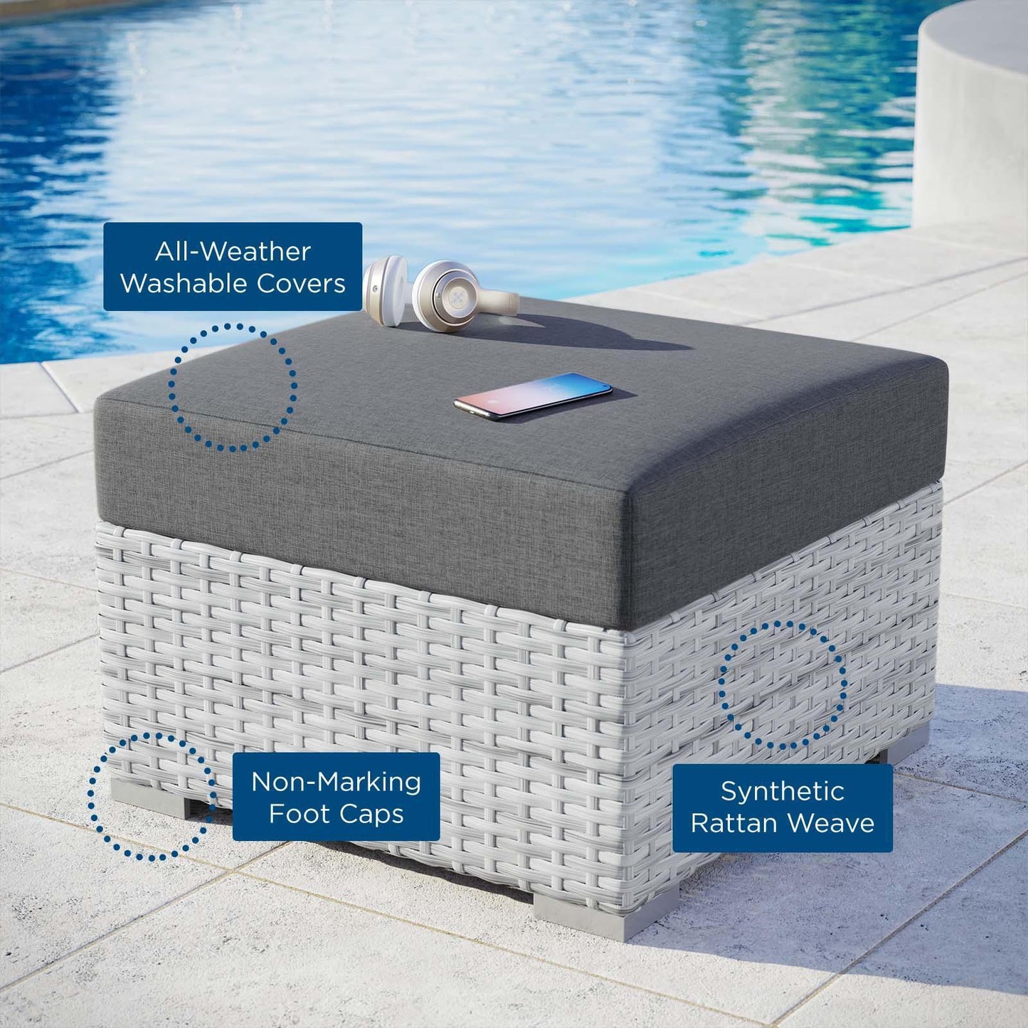 Modway Convene Outdoor Patio Ottoman FredCo