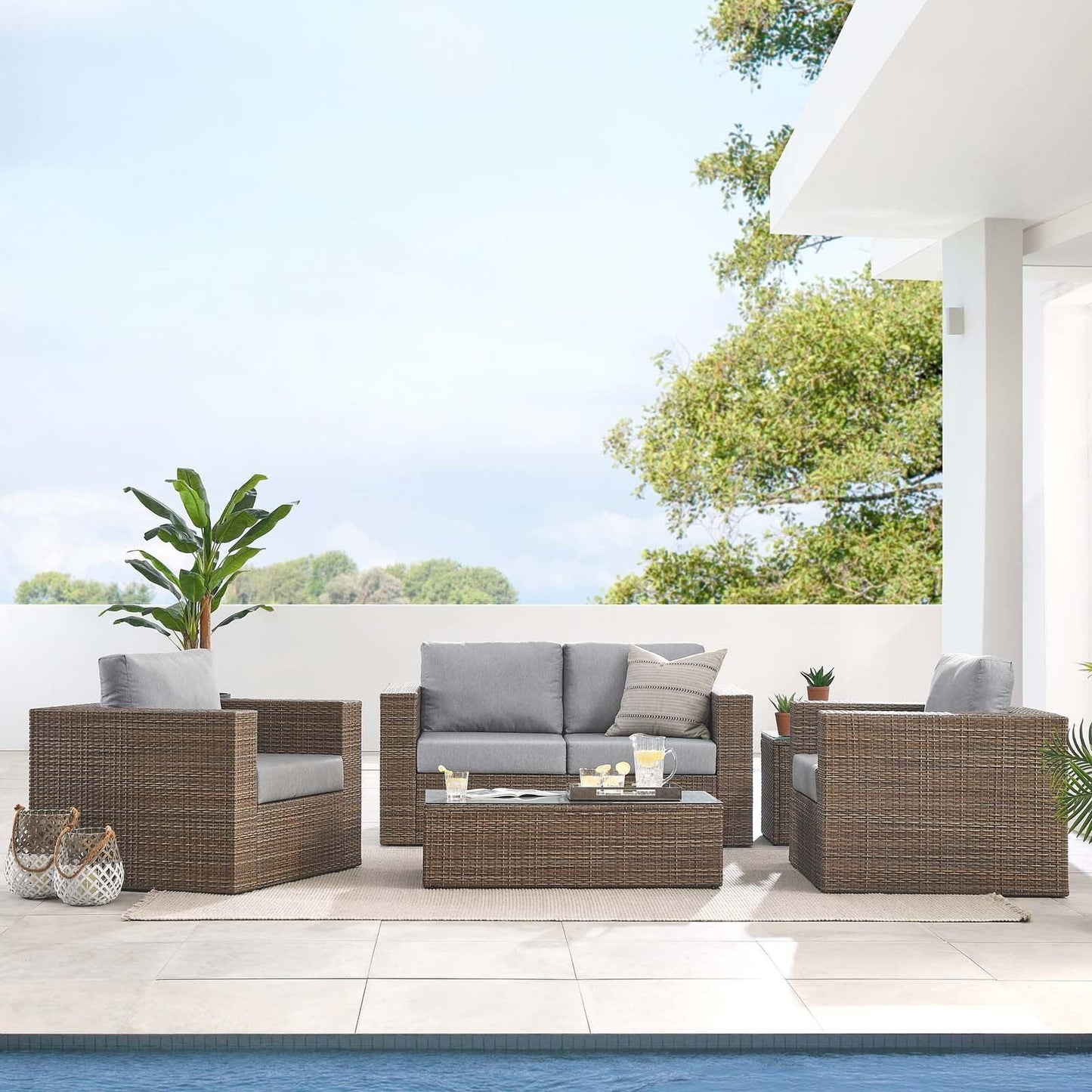 Modway Convene Outdoor Patio Outdoor Patio 4-Piece Furniture Set FredCo