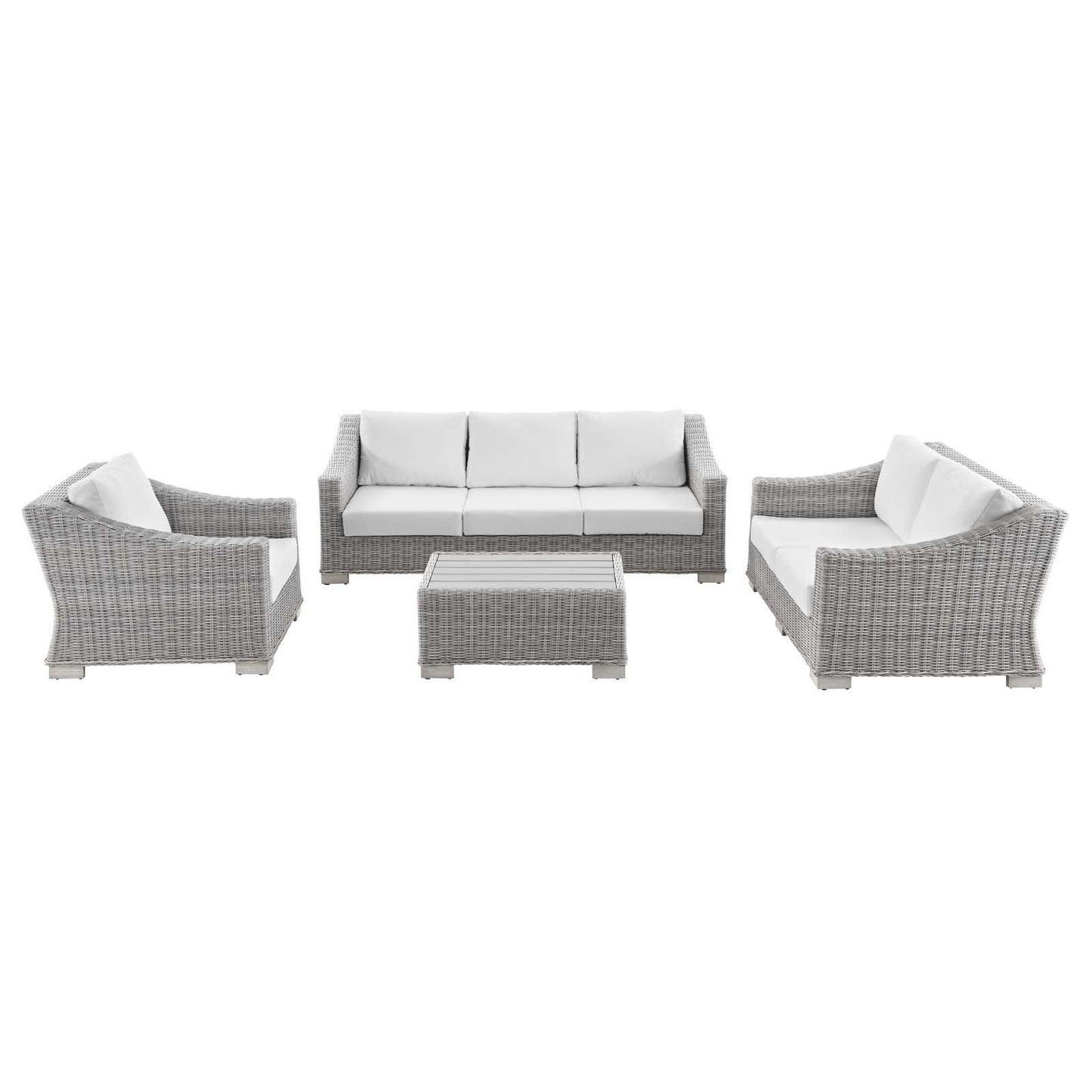 Modway Conway 4-Piece Outdoor Patio Wicker Rattan Furniture Set FredCo
