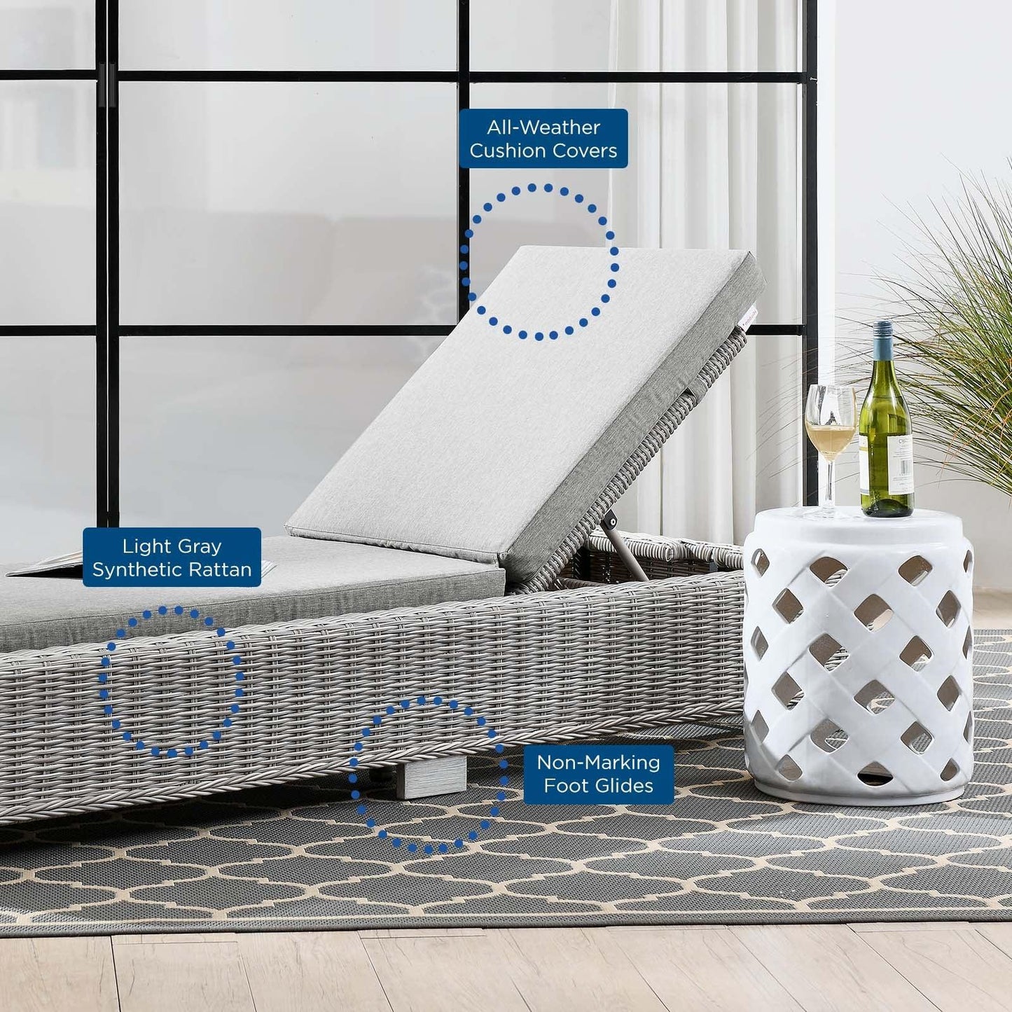 Modway Conway Outdoor Patio Wicker Rattan Chaise Lounge FredCo