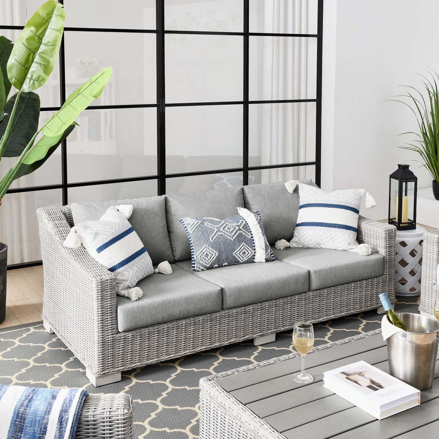 Modway Conway Outdoor Patio Wicker Rattan Sofa FredCo