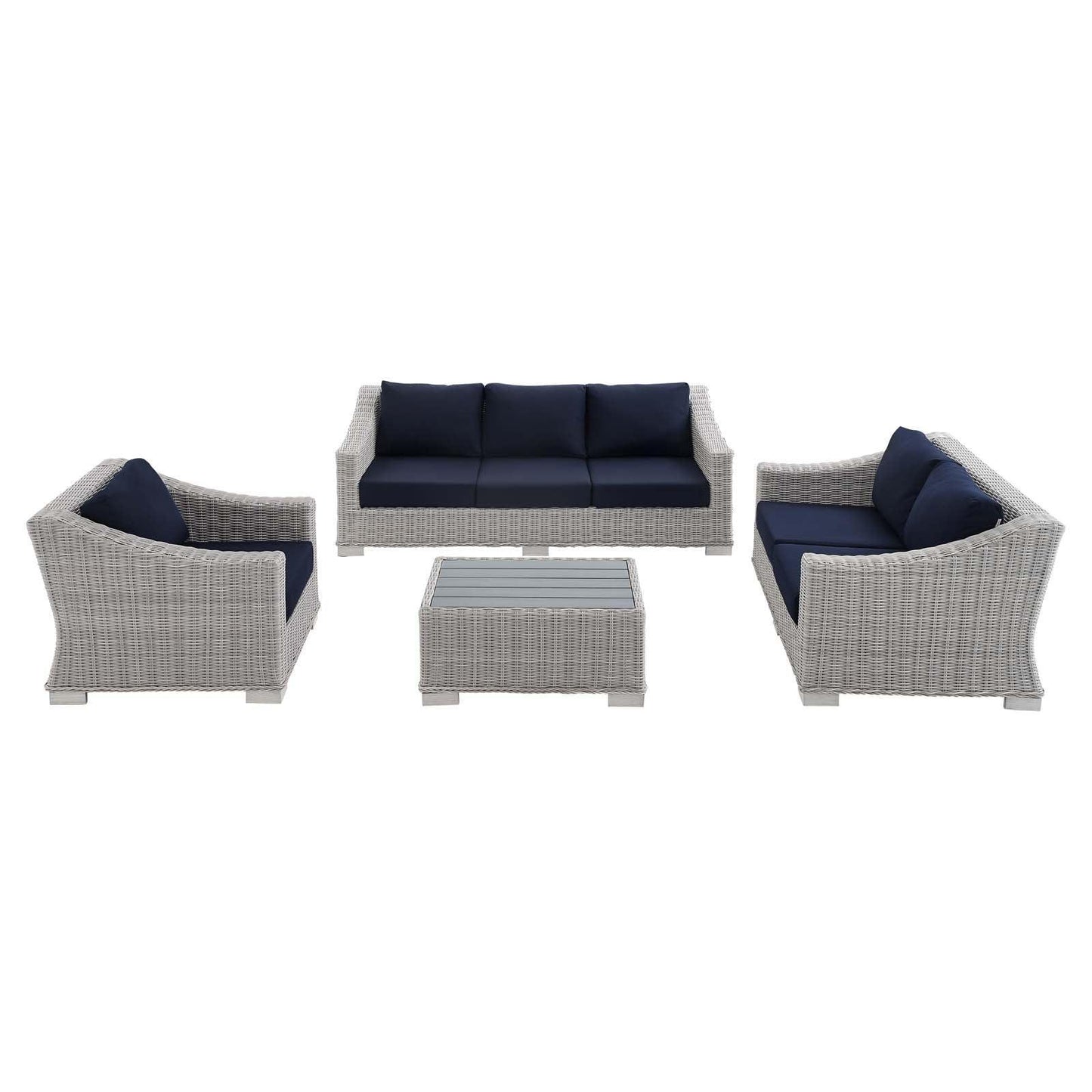 Modway Conway Sunbrella® Outdoor Patio Wicker Rattan 4-Piece Furniture Set, EEI-4355 FredCo