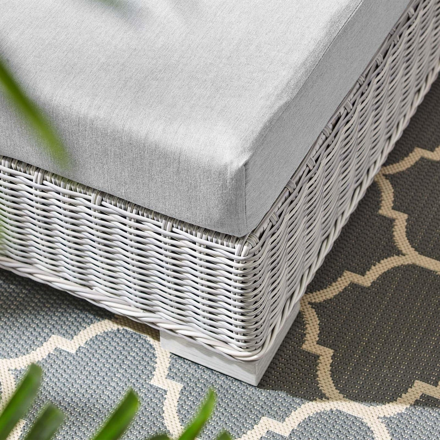 Modway Conway Sunbrella® Outdoor Patio Wicker Rattan Ottoman FredCo