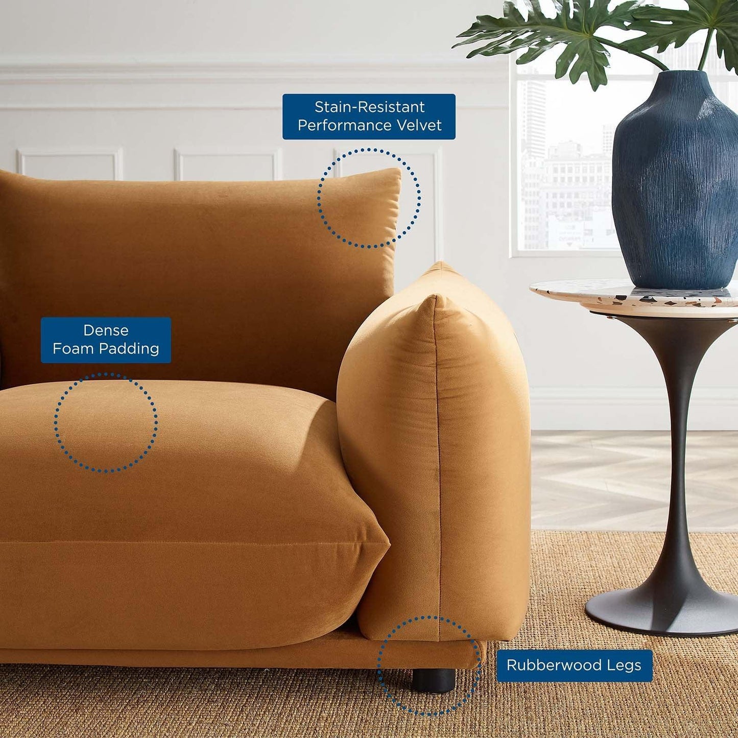 Modway Copious Performance Velvet Armchair FredCo