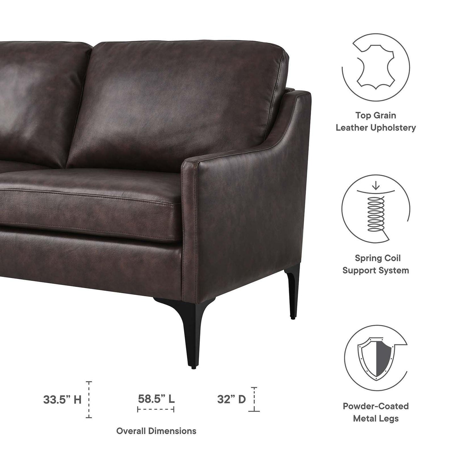 Modway Corland Leather Loveseat FredCo