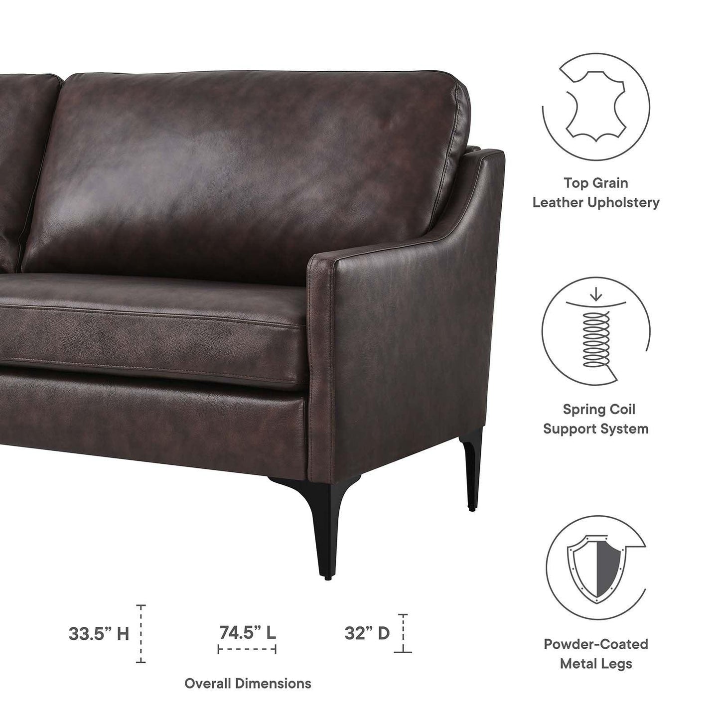 Modway Corland Leather Sofa FredCo
