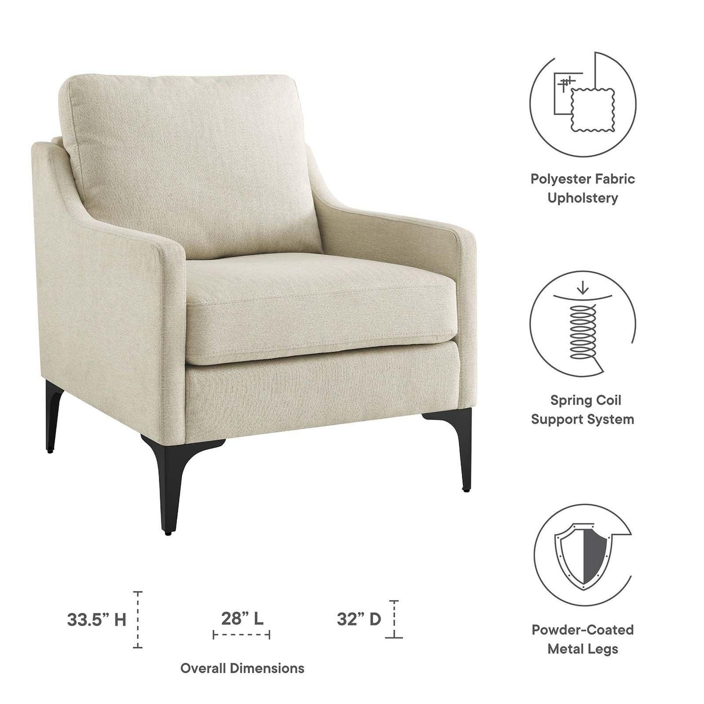 Modway Corland Upholstered Fabric Armchair FredCo