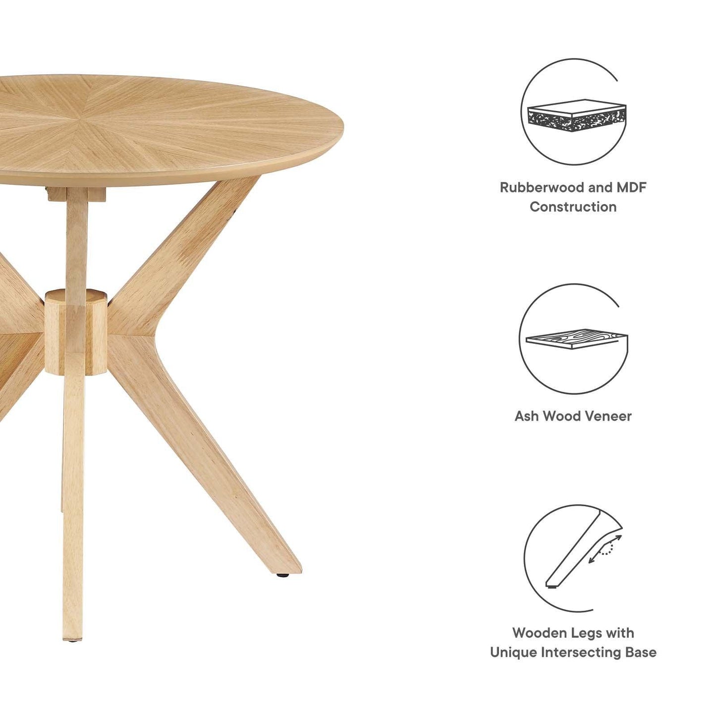 Modway Crossroads 24” Round Wood Side Table, EEI-6558 FredCo