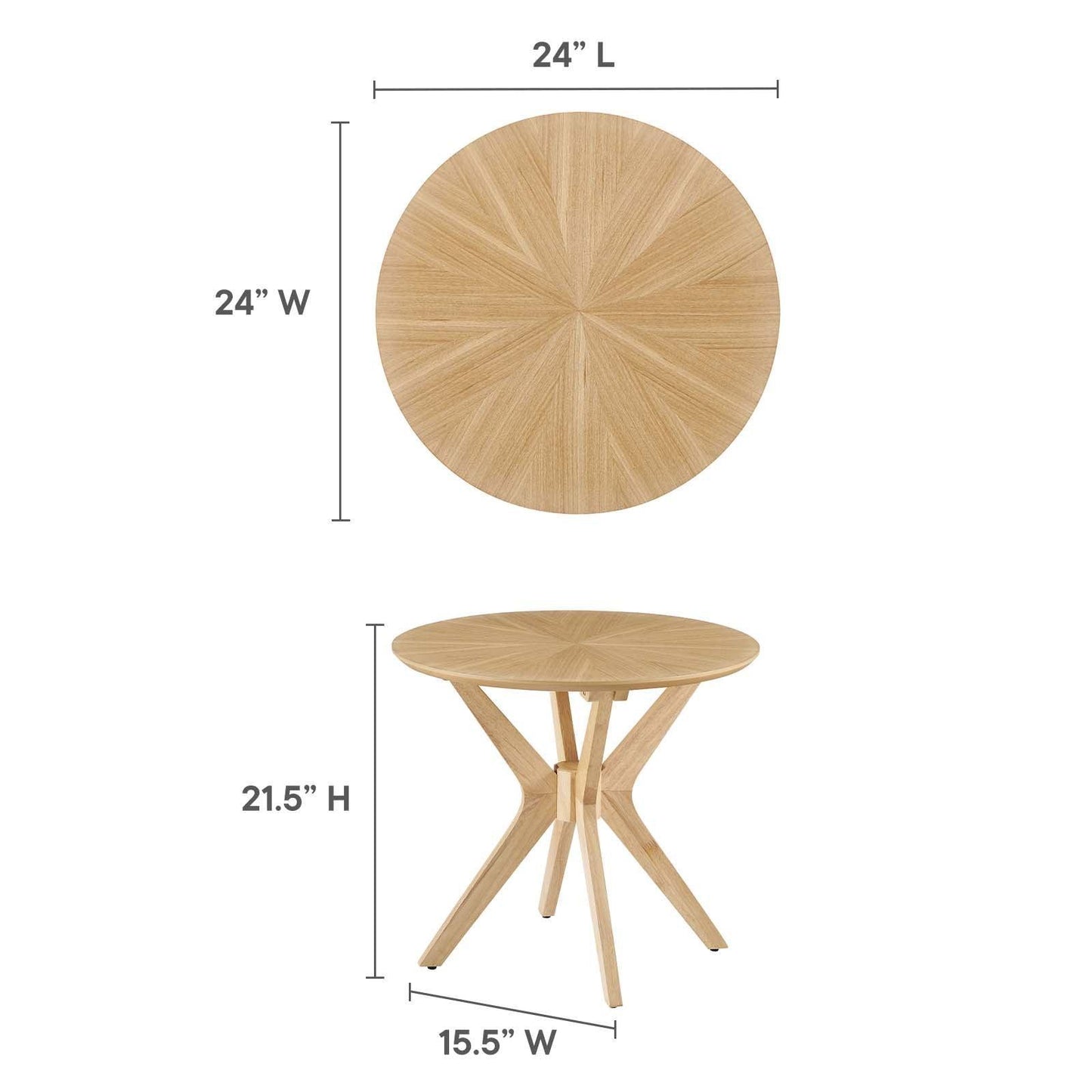 Modway Crossroads 24” Round Wood Side Table, EEI-6558 FredCo